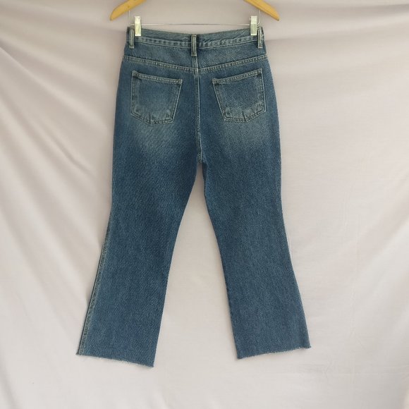 Flared jeans High waist Medium wash 100% soft cotton/sailor pocket/no stretch 27 - Picture 4 of 7
